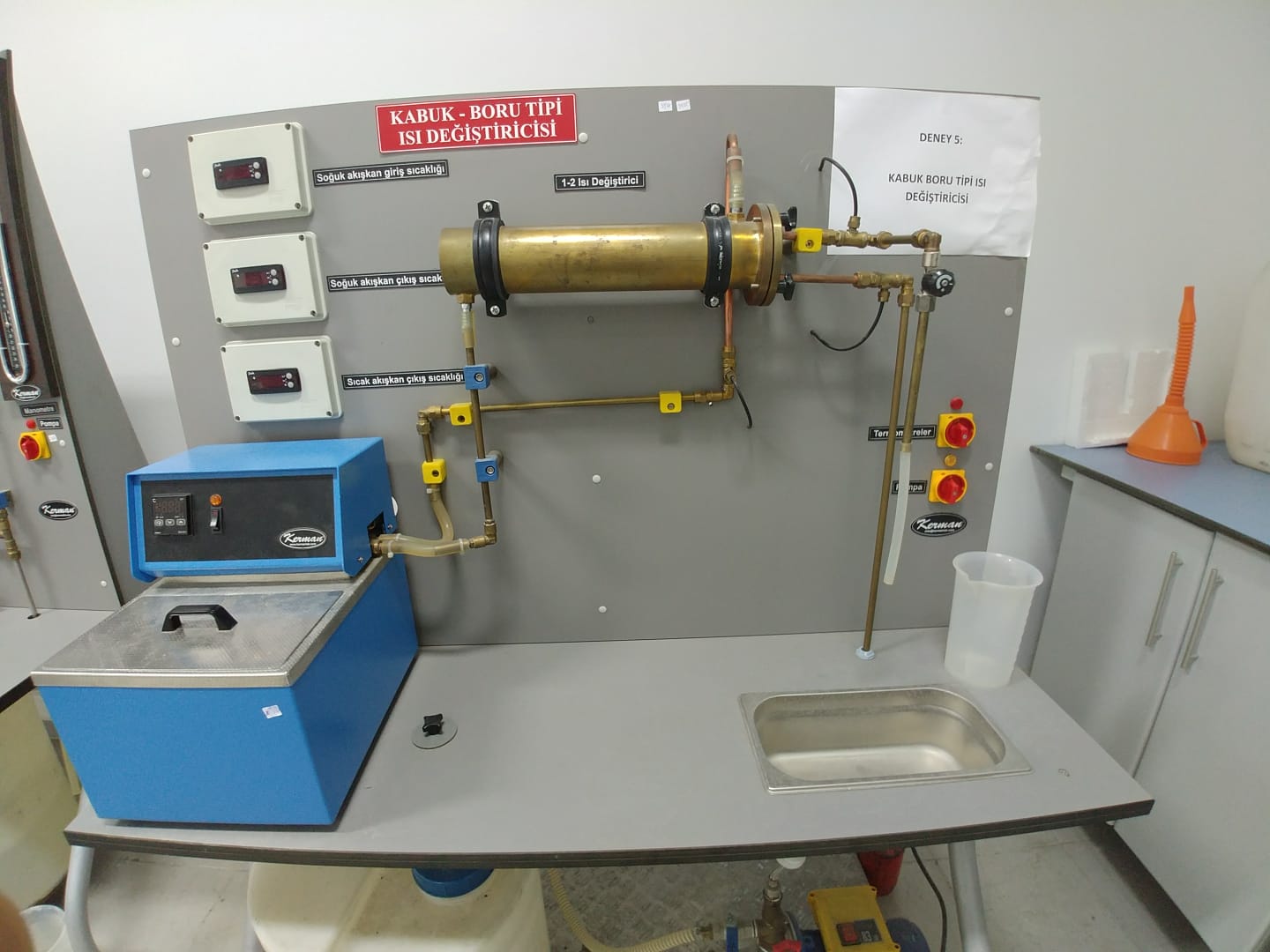 Kabuk boru tipi ısı değiştirici deneyi düzeneği-Fotoğraf